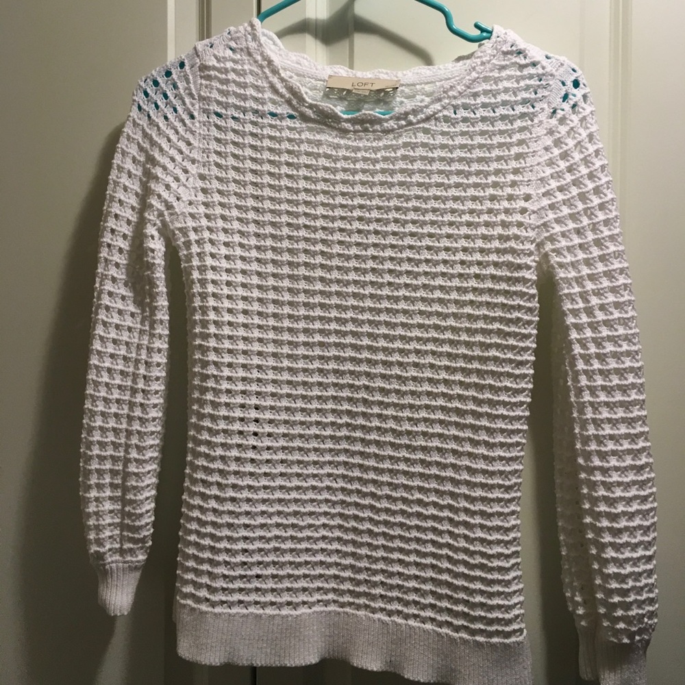 Open Weave Loft White Sweater